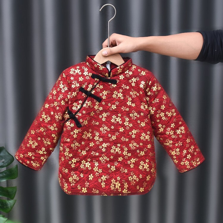 儿童中国风唐装加绒拜年服男童女童宝宝盘扣保暖冬季复古套装包邮