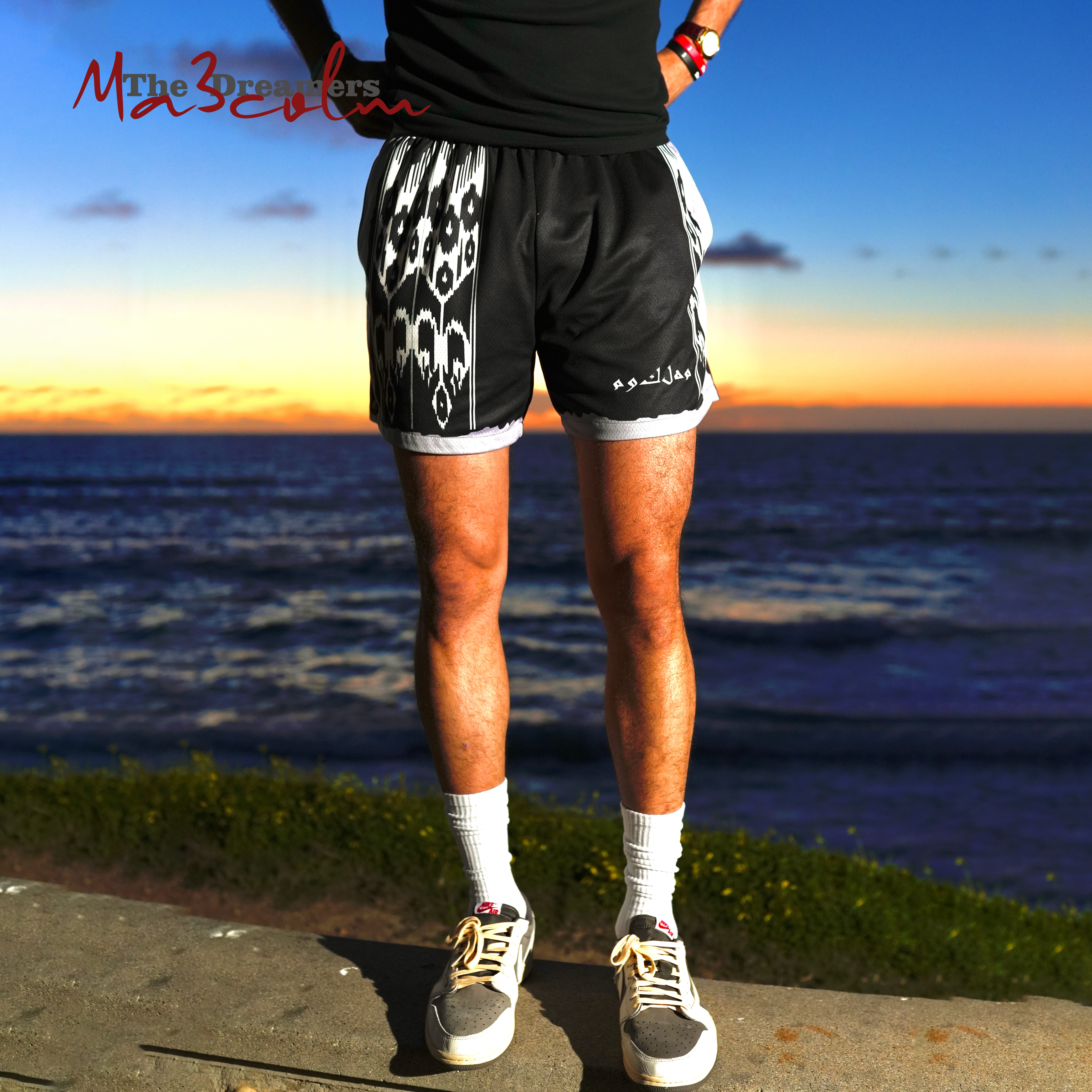 Ma3colm追梦系列艾德莱斯2.0黑色民族条纹三分夏日潮流短裤卡米然