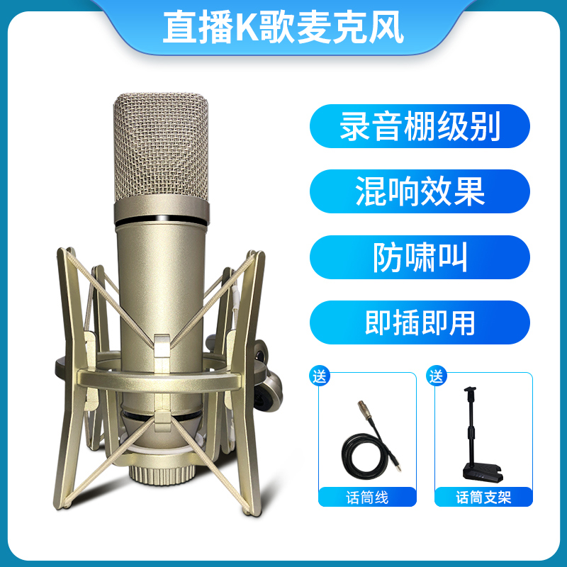 【网红推荐】专业录音棚唱歌U87有线电容麦克风k歌话筒室内高清收音