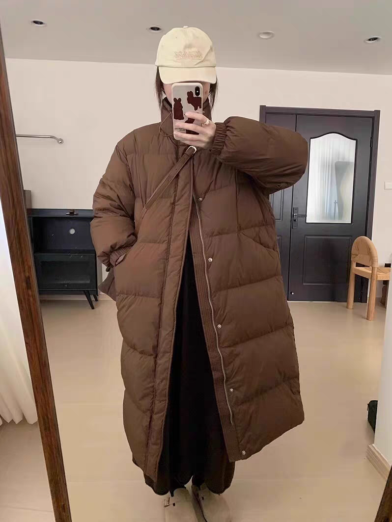 立领过膝加厚长款外套