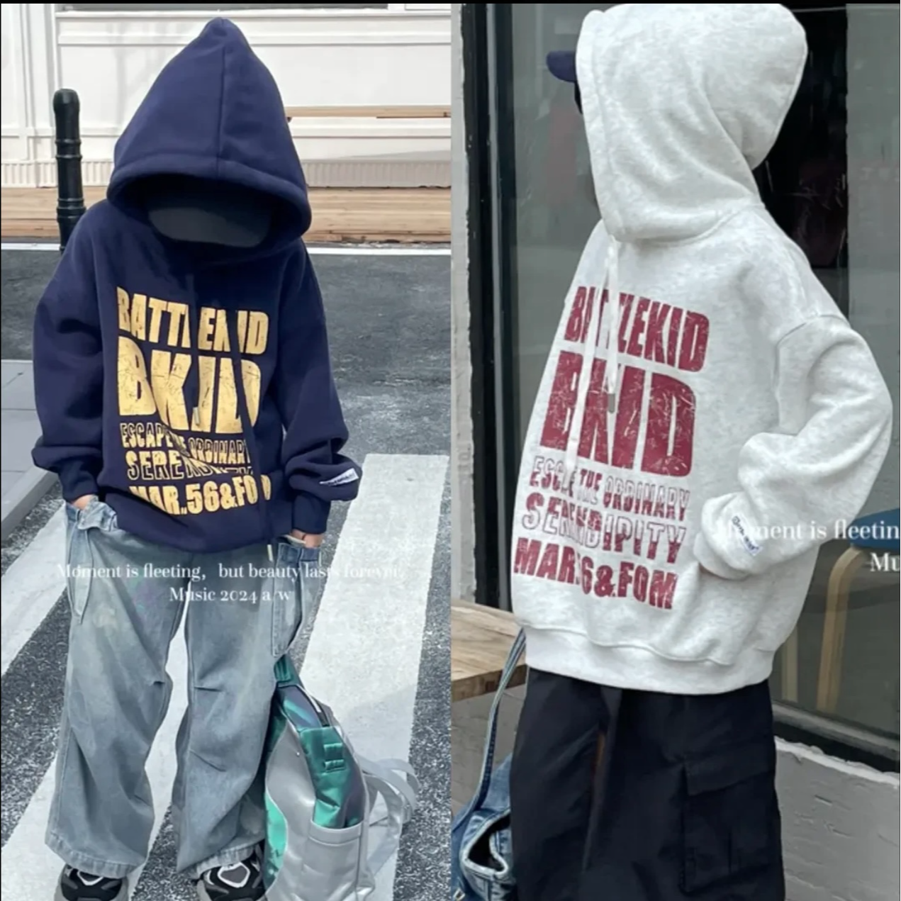 2025春秋新款连帽休闲时尚百搭宽松韩版时髦卫衣带帽套头中大童