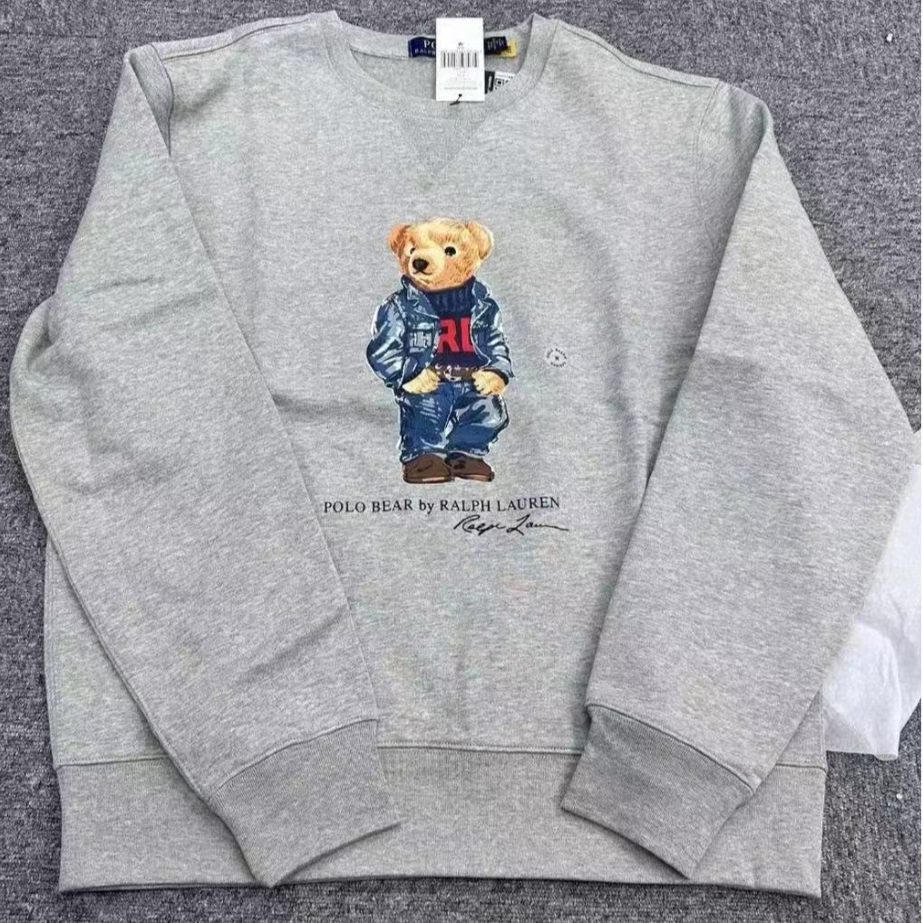 全新未使用 Ralph Lauren/拉夫劳伦 经典灰色小熊宽松圆领卫衣