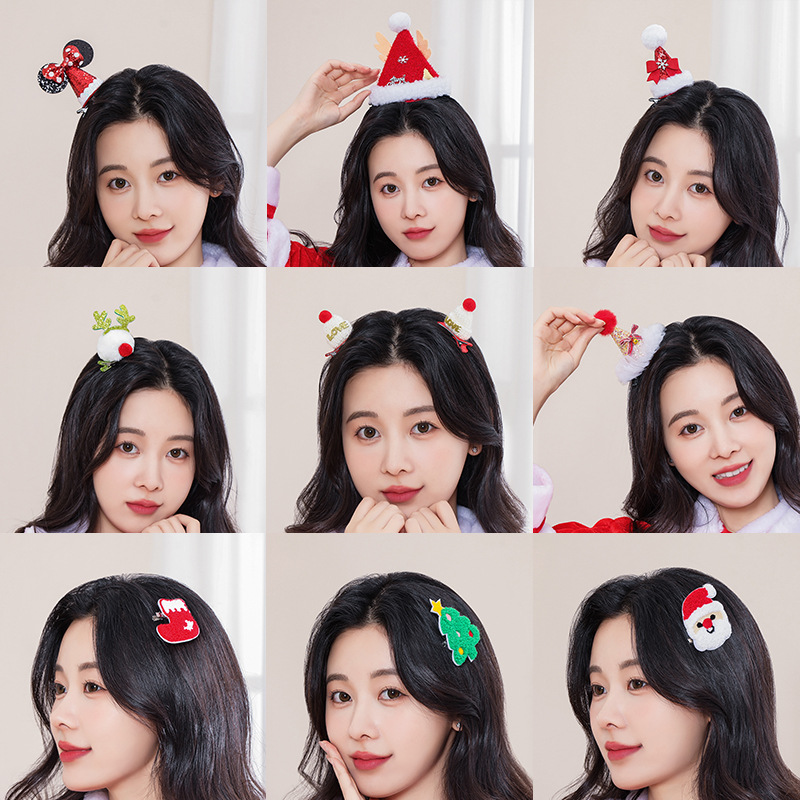 2023新款圣诞节装饰头饰儿童鹿角发夹发饰发箍发卡女宝宝顶夹卡子
