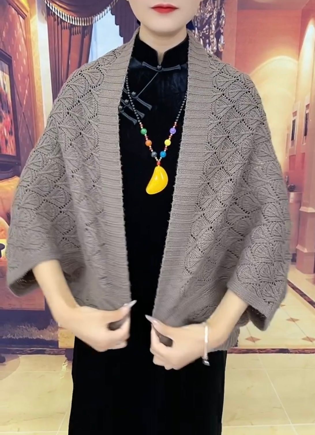 针织披肩女2023新款时尚洋气薄款旗袍外搭夏天配裙子斗篷开衫外套