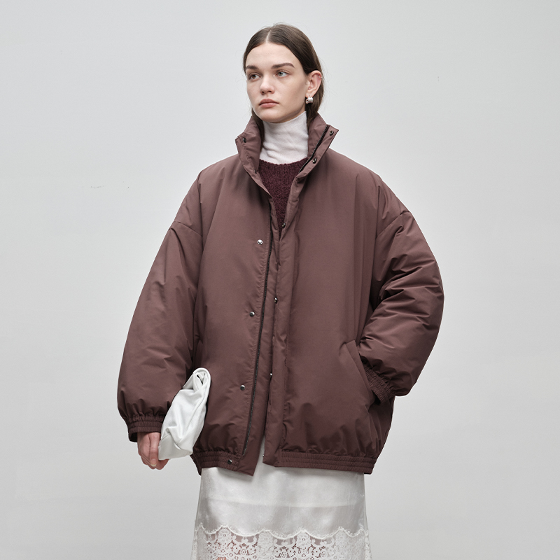 BLUEWEDIAN90绒宽松廓形立领飞行员夹克鹅绒羽绒服2024冬季上新