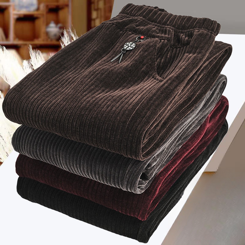 2022新款春秋宽松条绒直筒裤灯芯绒妈妈裤子女秋冬加绒外穿中老年