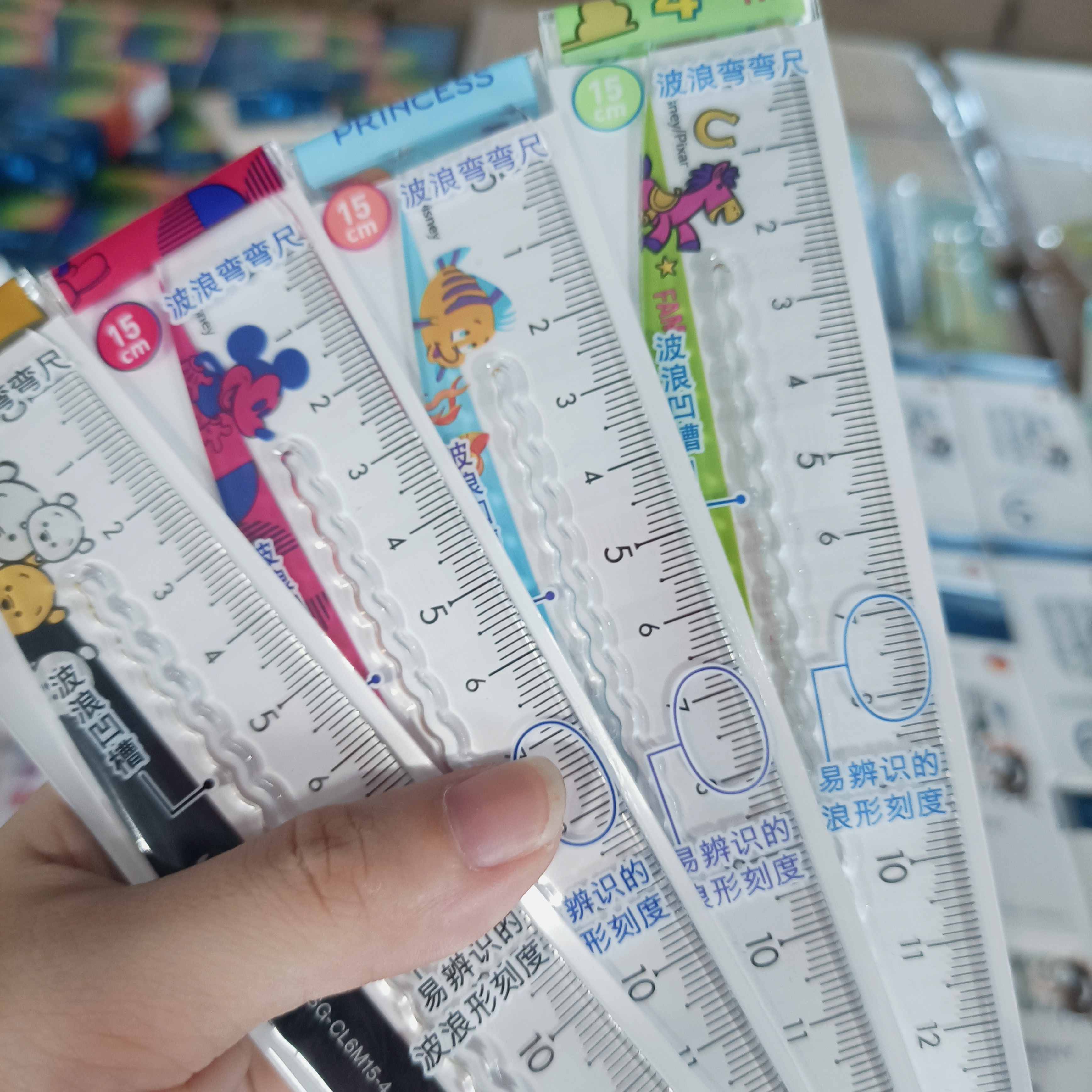 【弯弯尺】OAE卡通图案弯弯尺学生量尺可爱尺子直尺波浪尺