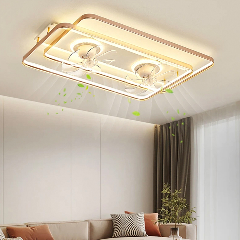 客厅卧室现代灯扇一体灯简约餐厅吊扇灯新款家用灯摇头吸顶风扇灯