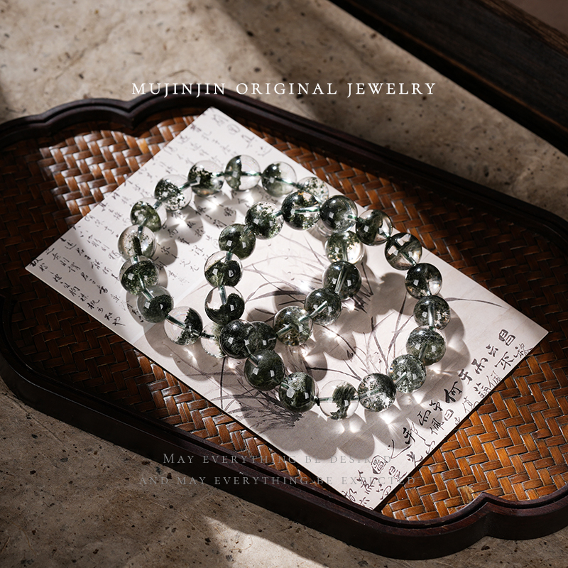 天然高净体绿幽灵水晶手串女手链约12m XL2500多样性发一