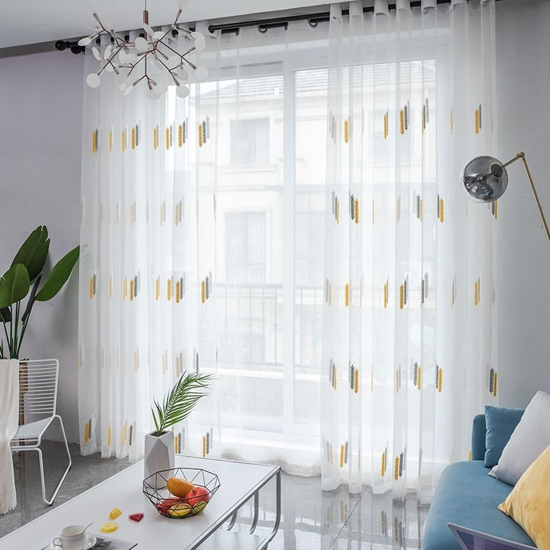 窗帘纱帘门帘北欧风窗纱成品飘窗卧室客厅防蚊简约现代免打孔