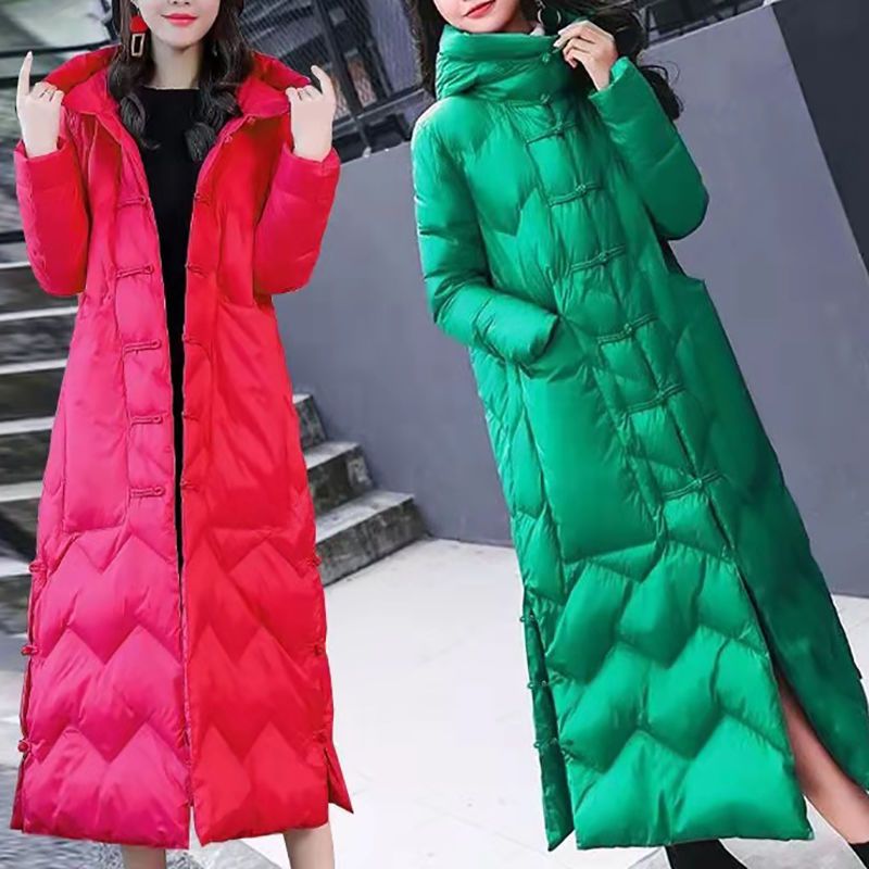 2023新款羽绒服新版中国风民族风羽绒服女加长款过膝国风复古盘扣