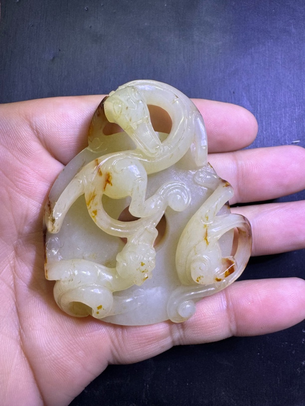 精品和田玉玉佩挂件双龙