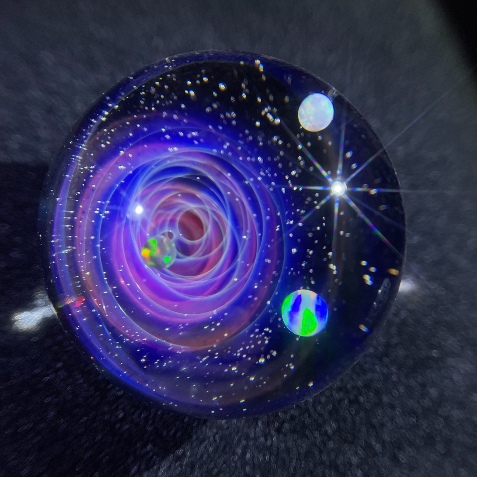 【典藏】高端手工宇宙球形摆件 现代水晶琉璃高级工艺品礼物