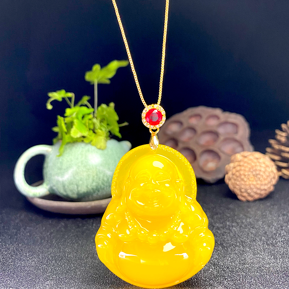 项链吊坠XL516迷你F款-笑脸佛公小型黄色精美时尚经典
