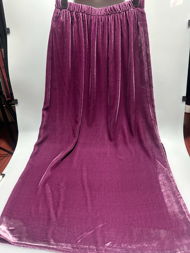 真丝丝绒半身裙葡萄紫黑色臀围110裙长808590时尚长款女士