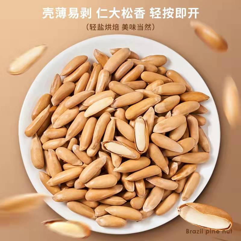 新货巴西松子1000g10g特大颗粒薄壳手剥松子坚果零食罐装精选产品