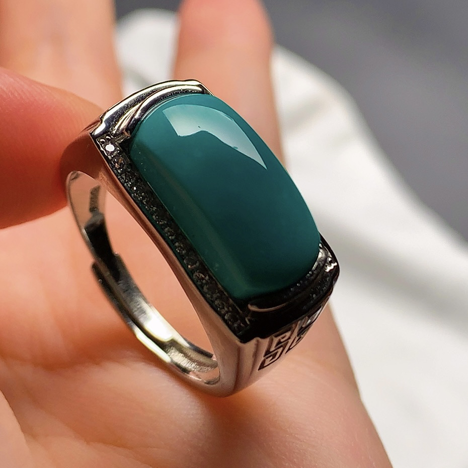 原矿精品绿松石男戒