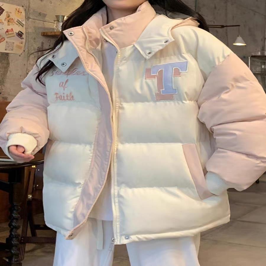 羽绒羽绒服少女冬装2023新款初中高中学生加厚小羽绒袄面包服羽绒
