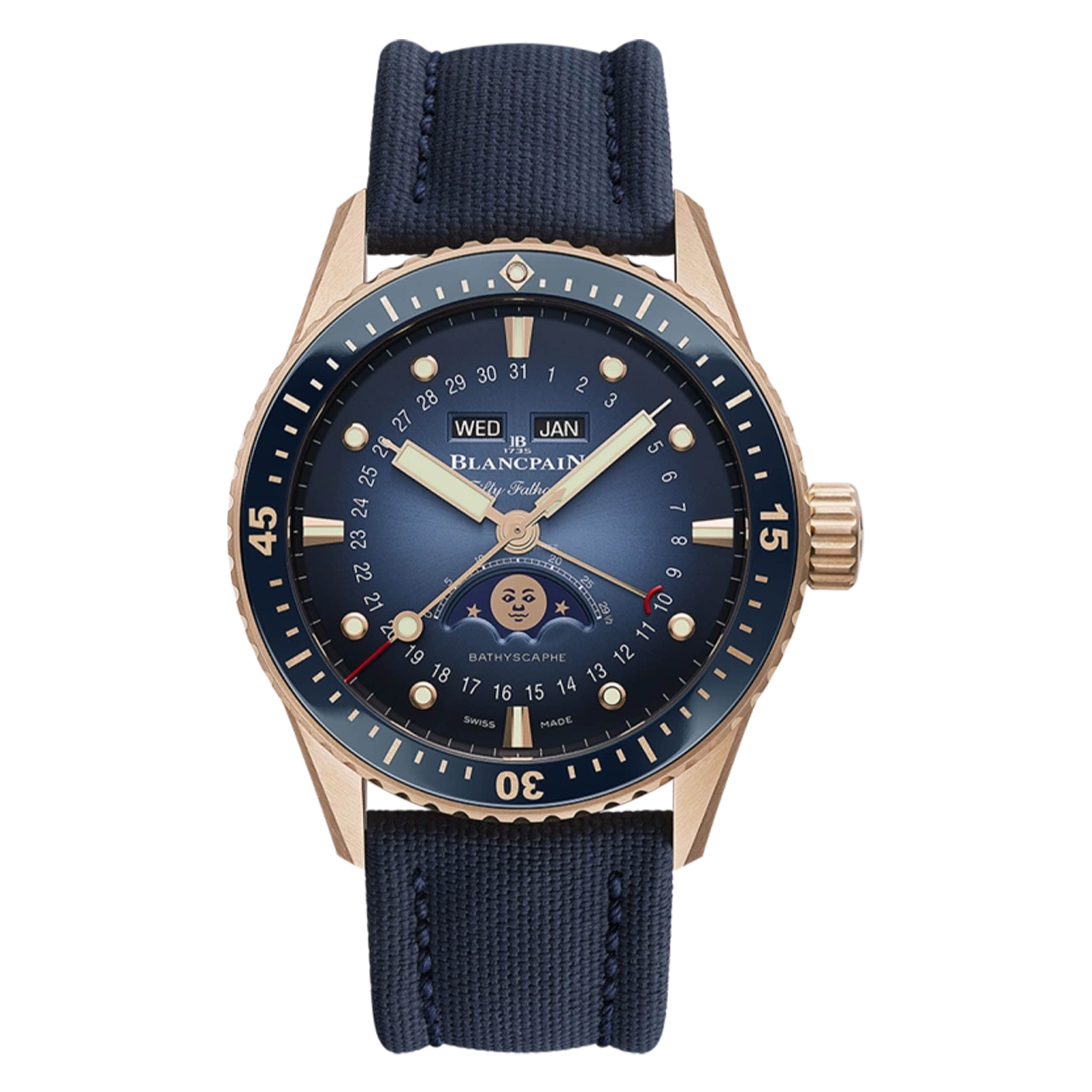 99新 宝珀 /5054玫瑰金蓝盘月相/23年/43mm