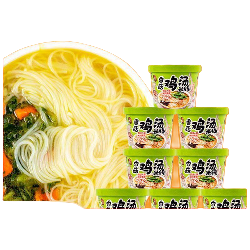 文玉米线香菇鸡汤味米线免煮夜宵 速食宿舍桶装冲泡过桥米线爆款
