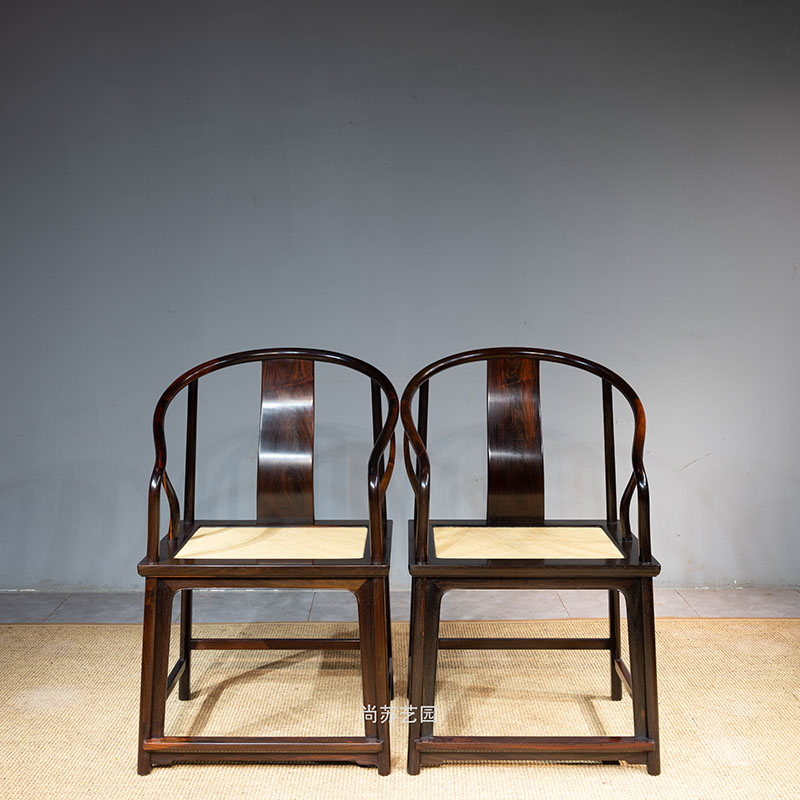 苏作经典交趾黄檀老料二标料无白皮无拼补无掺料素卷口小垂手圈椅