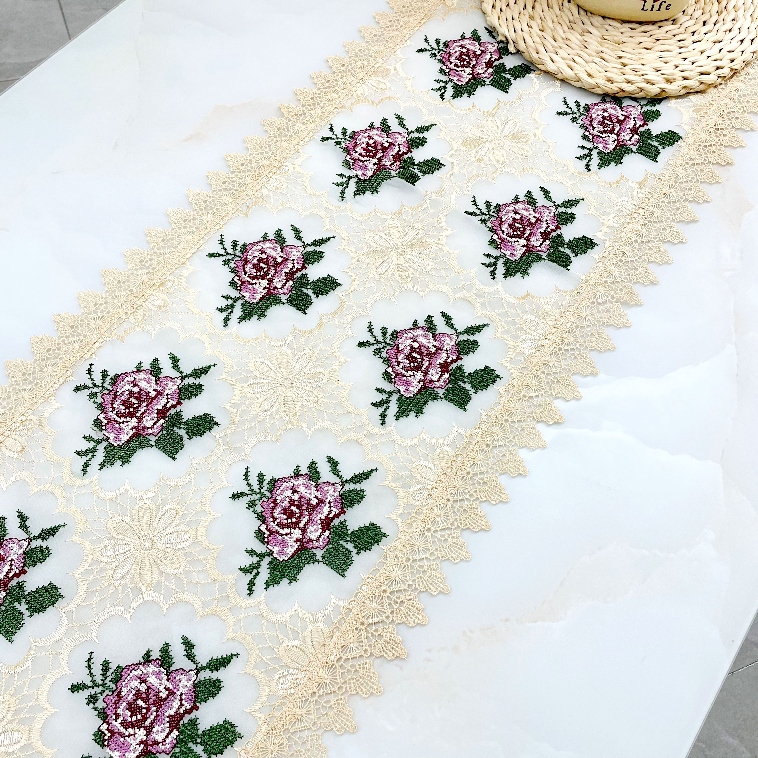 417-10【35*70cm】特丽纶桌旗十字绣茶旗盖巾电视柜鞋柜斗柜盖巾