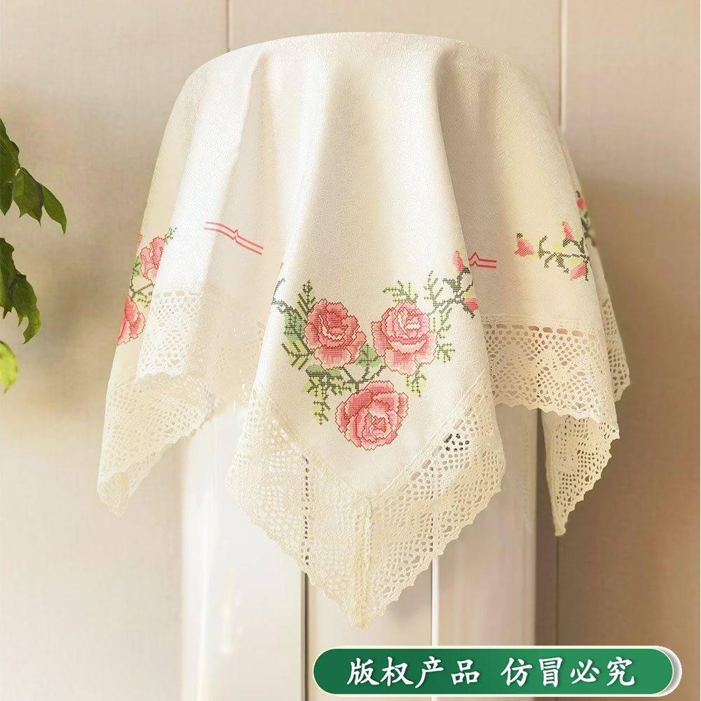 福利2467-1【85*85cm】提花缎珍珠白色床头柜防尘百搭巾简约盖巾