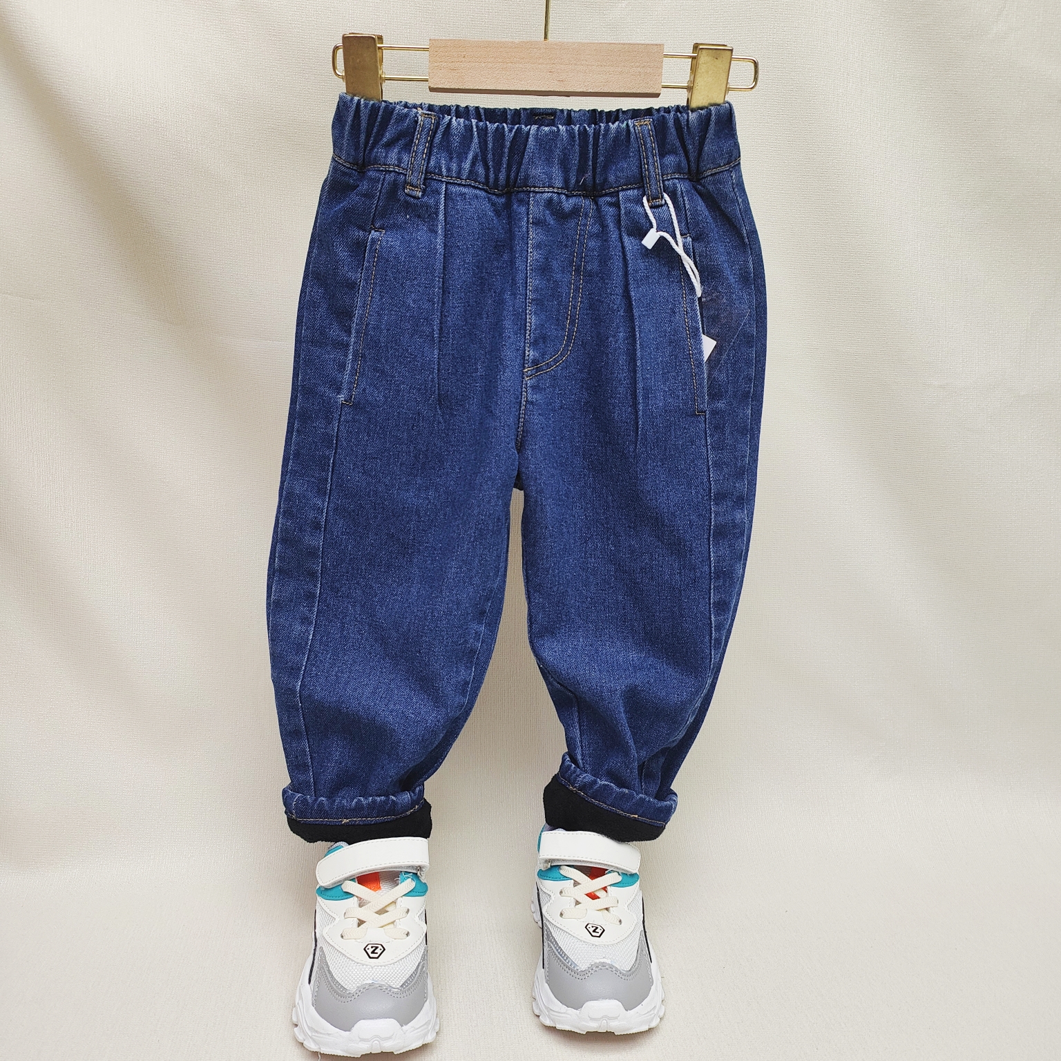 5698冬季新款百搭儿童潮款加绒男女童牛仔长裤