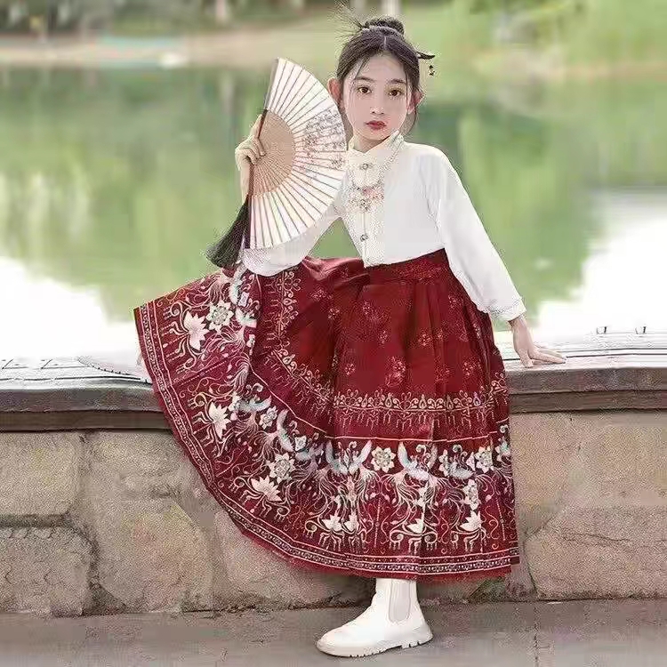 9002古装马面裙夏款儿童童装明制汉服套装中国风女童唐装汉服裙