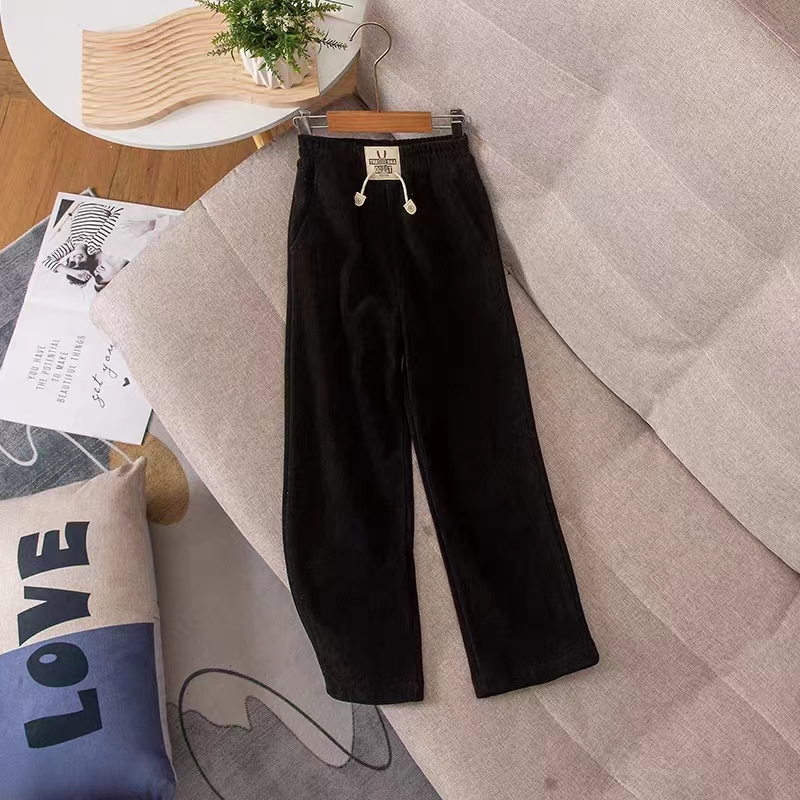 077儿童加绒微喇裤秋冬款小香风裤子女宝宝加厚百搭休闲宽松裤子