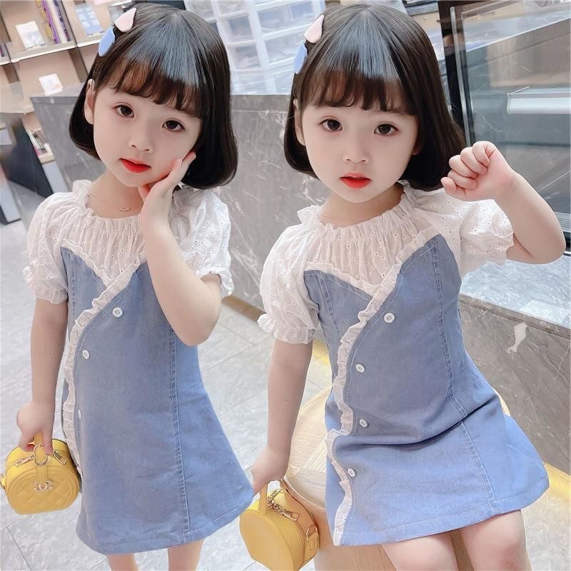 6054新款女童牛仔连衣裙洋气小童装儿童网红夏装宝宝时髦裙
