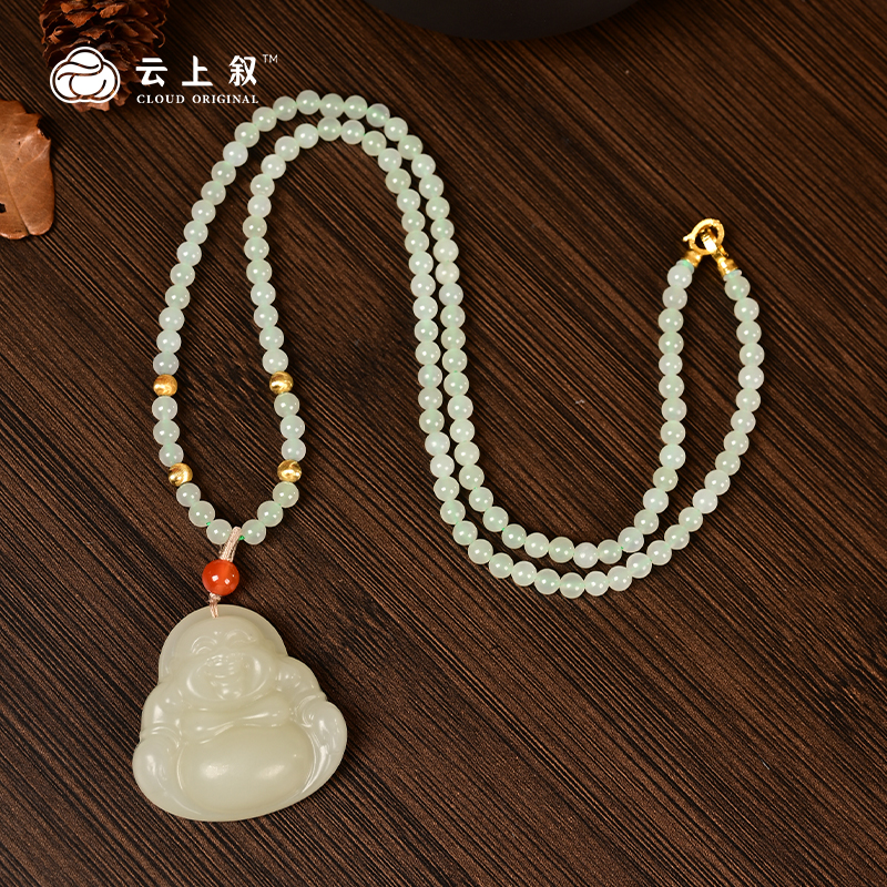 【云上叙】18k金扣头和田玉佛公套链毛衣链XZ5558-34*34*11mm（商城）