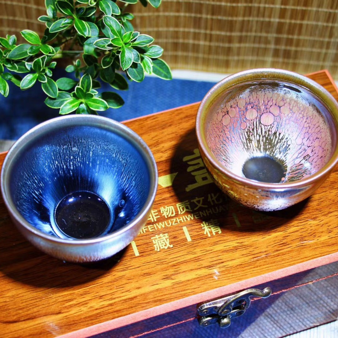 建盏情侣盏红蓝星空对杯主人杯