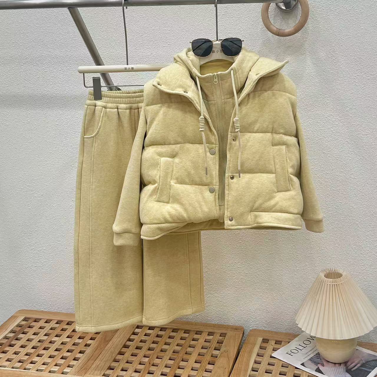 女童阔腿裤套装秋冬季新款洋气中大儿童2025新款加绒裤亲子装裤子