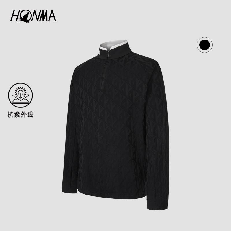 【专业高尔夫】HONMA立领男士长袖POLO衫吸湿排汗透气HMKQ705R808