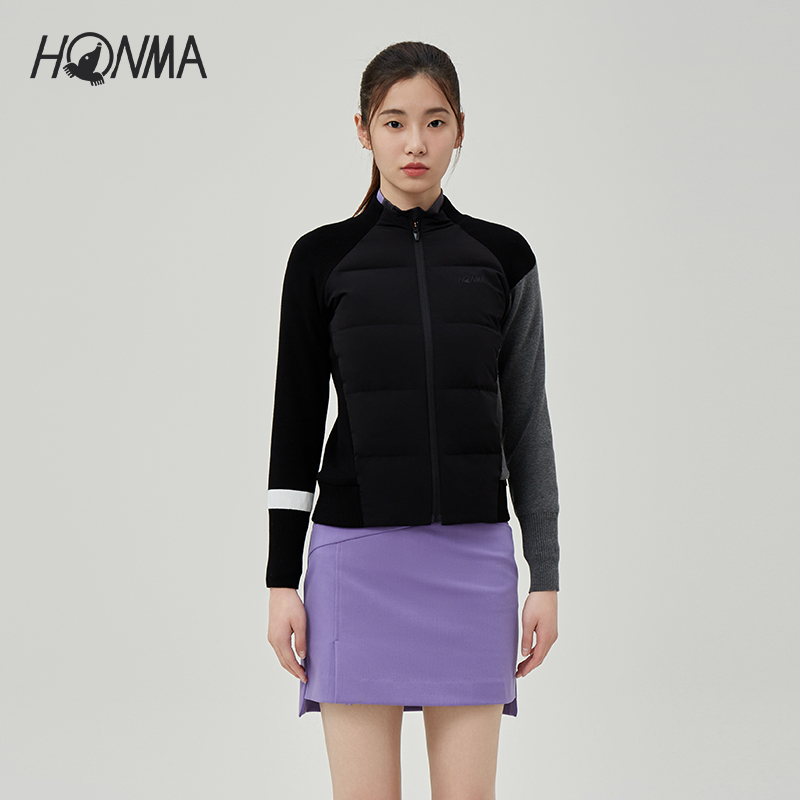 【专业高尔夫】女士HONMA衫羽绒鹅绒防寒弹力撞色设计HWJD121R614