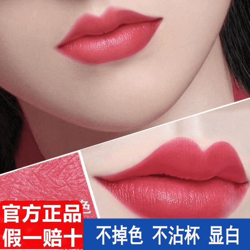 不掉色不沾杯不脱色豆沙色正红色同款推荐显白口红哑光滋润正品女