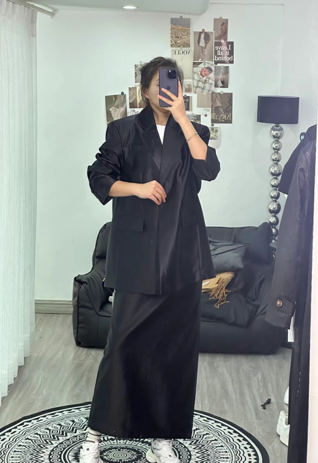 delyura新款黑色个性套装时尚潮流休闲气质显瘦宽松个性套装女装