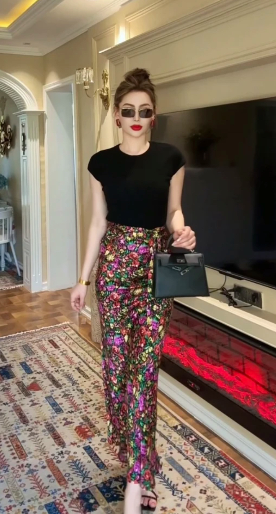 delyura个性翠花长裙碎花夏季长款