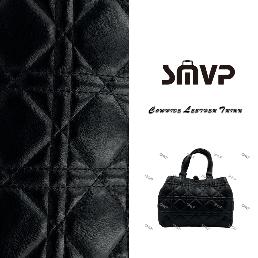 SMVP真皮女包 菱格大包 0204 黑色