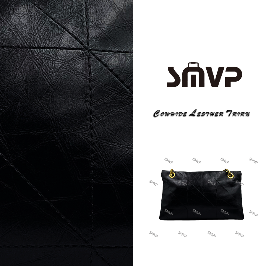 SMVP手工真皮女包 链条翻盖包 0070 黑色
