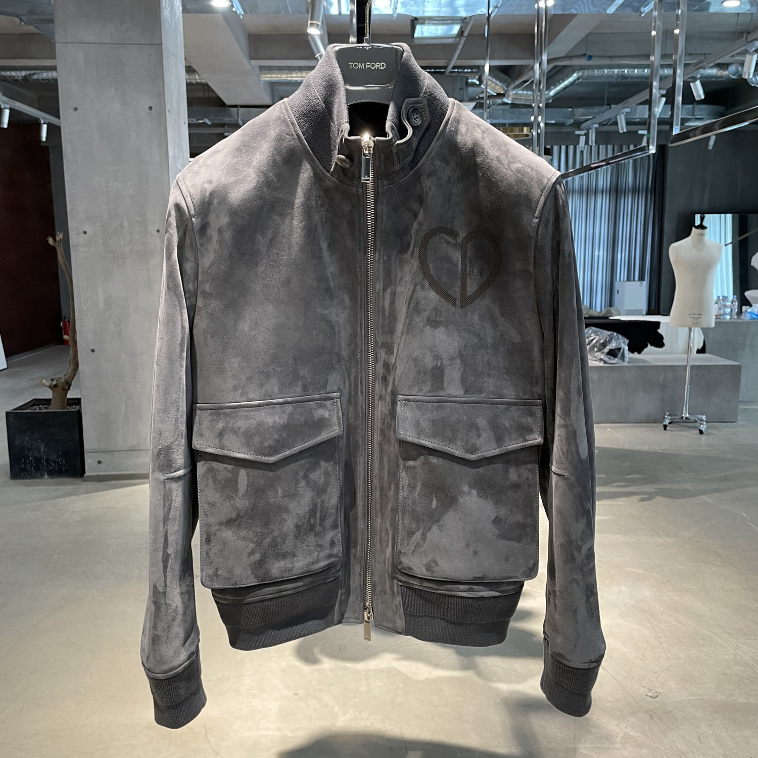 LA CALIFFA“时尚总裁 雾霭灰” 南非混种翻毛 小羊皮 A1飞行夹克