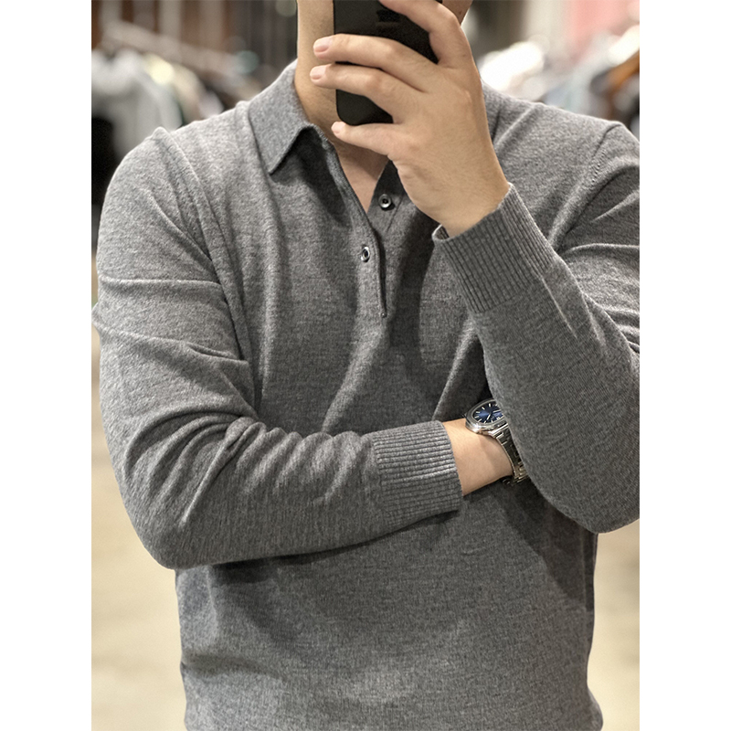 LA CALIFFA 12900元版”雅痞绅士 Polo衫“100%精纺羊毛 针织长袖