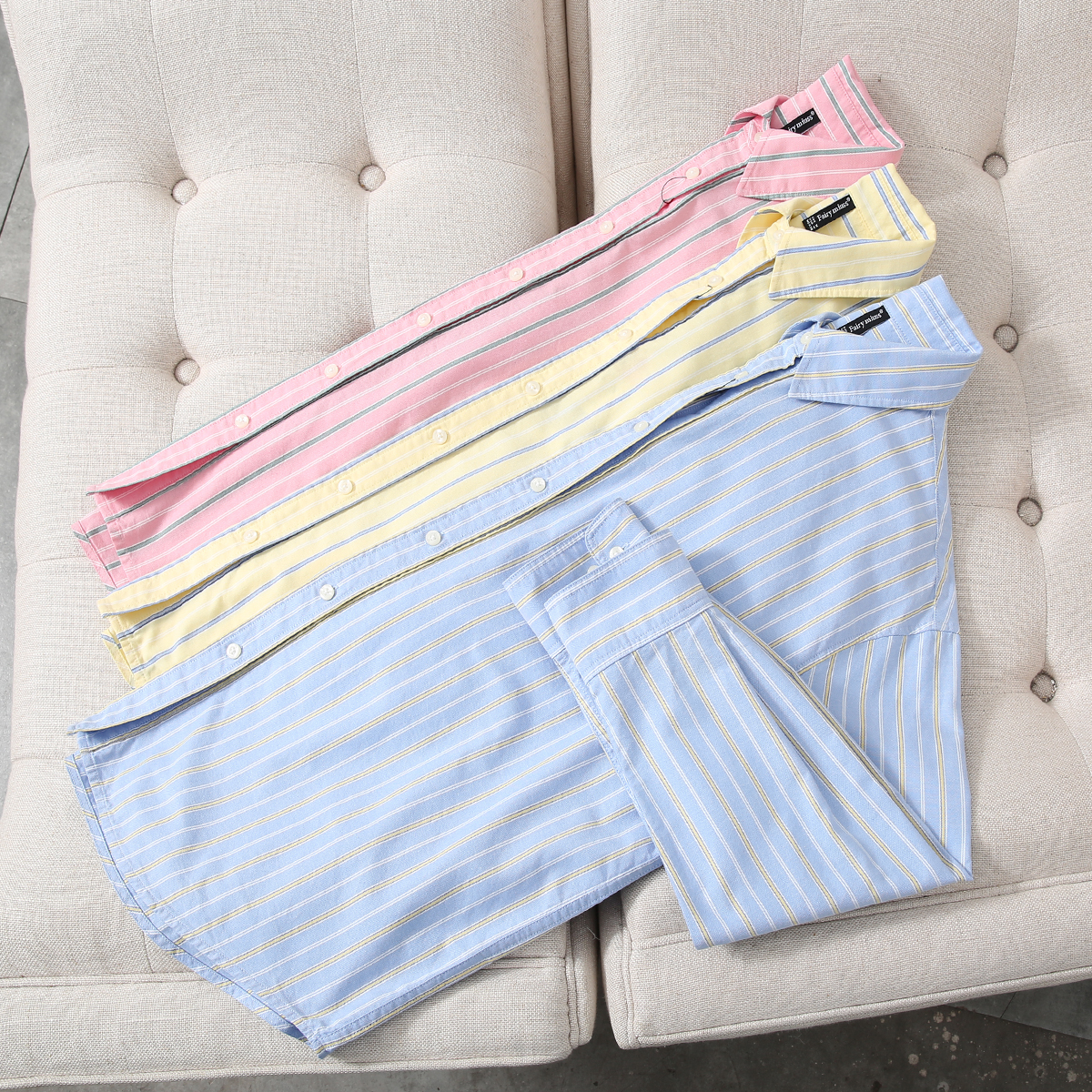 2025年春秋季新款条纹衬衫女长袖时尚气质简约风工装宽松牛津棉