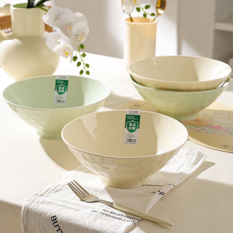新骨瓷法式奶油风8英寸斗笠碗抗菌易清洗家用大号防烫