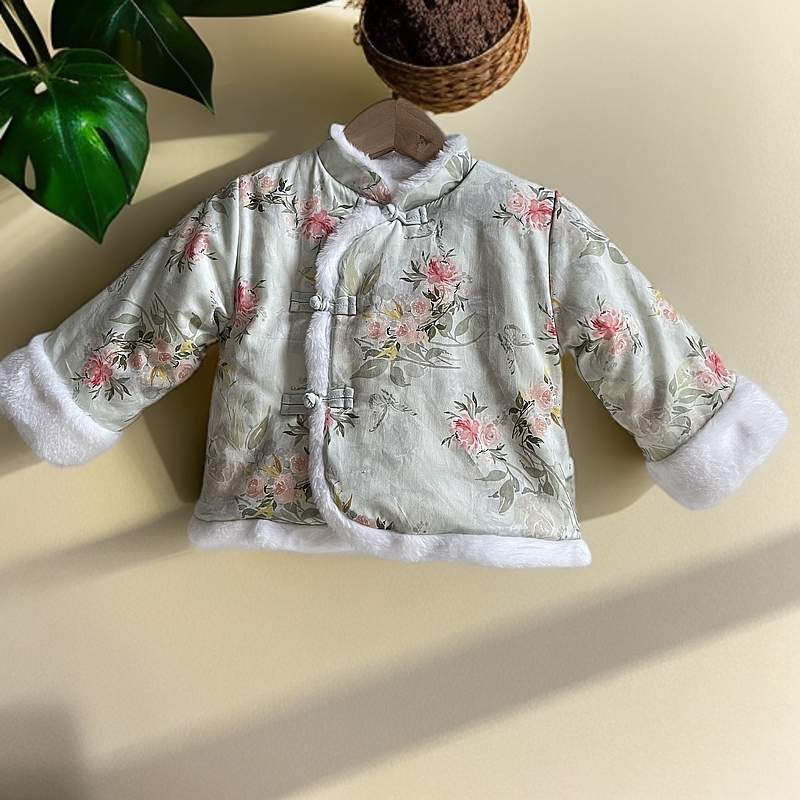 婴幼儿宝宝中式唐装棉花棉服加厚冬季冬款拜年儿童纯棉花内胆印花