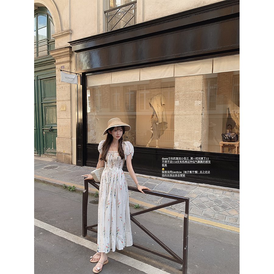 金蘑菇菇 La Marine经典复刻 浪漫蓝铃花/ 透气渡假连衣裙仙女裙
