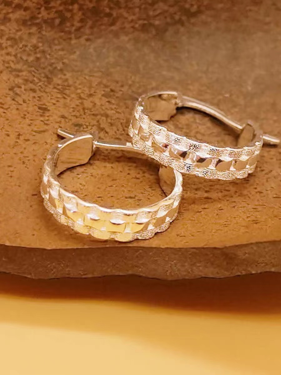 足银耳饰 445高级时尚压花耳扣