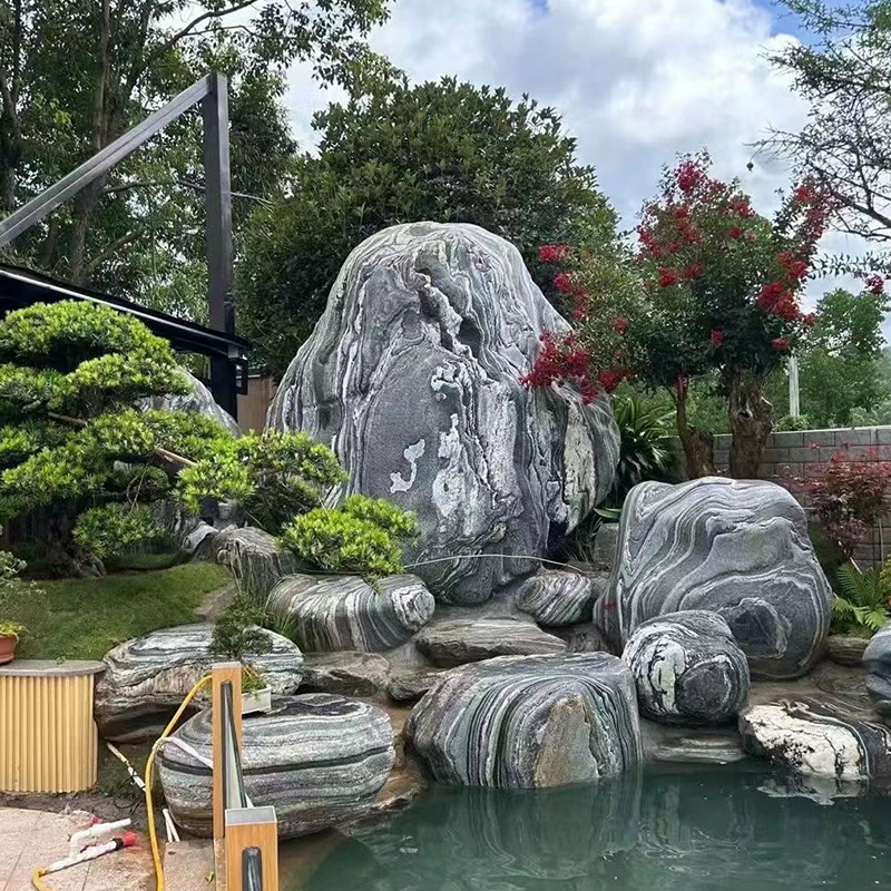 天然雪浪石原石假山枯山别墅庭院景观石风景石切片园林造景石摆件