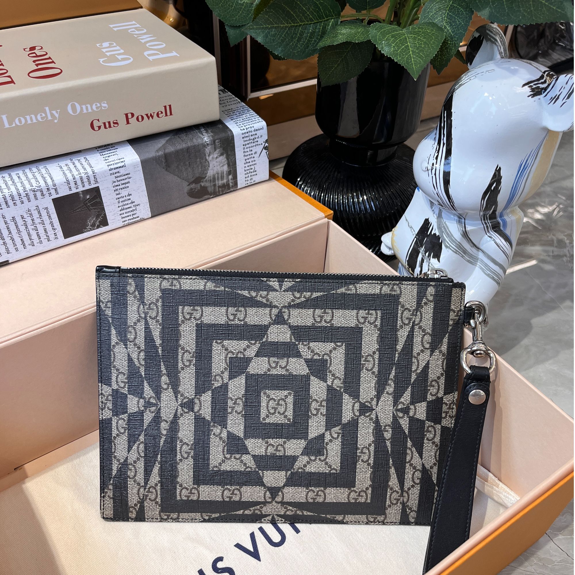 95新 GUCCI/古驰 古驰GUCCI迷宫几何手拿包